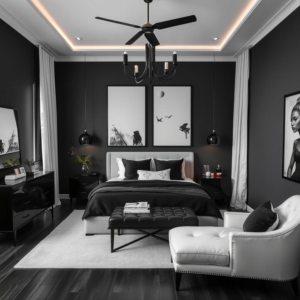 Black Bedroom Neutral Color Design