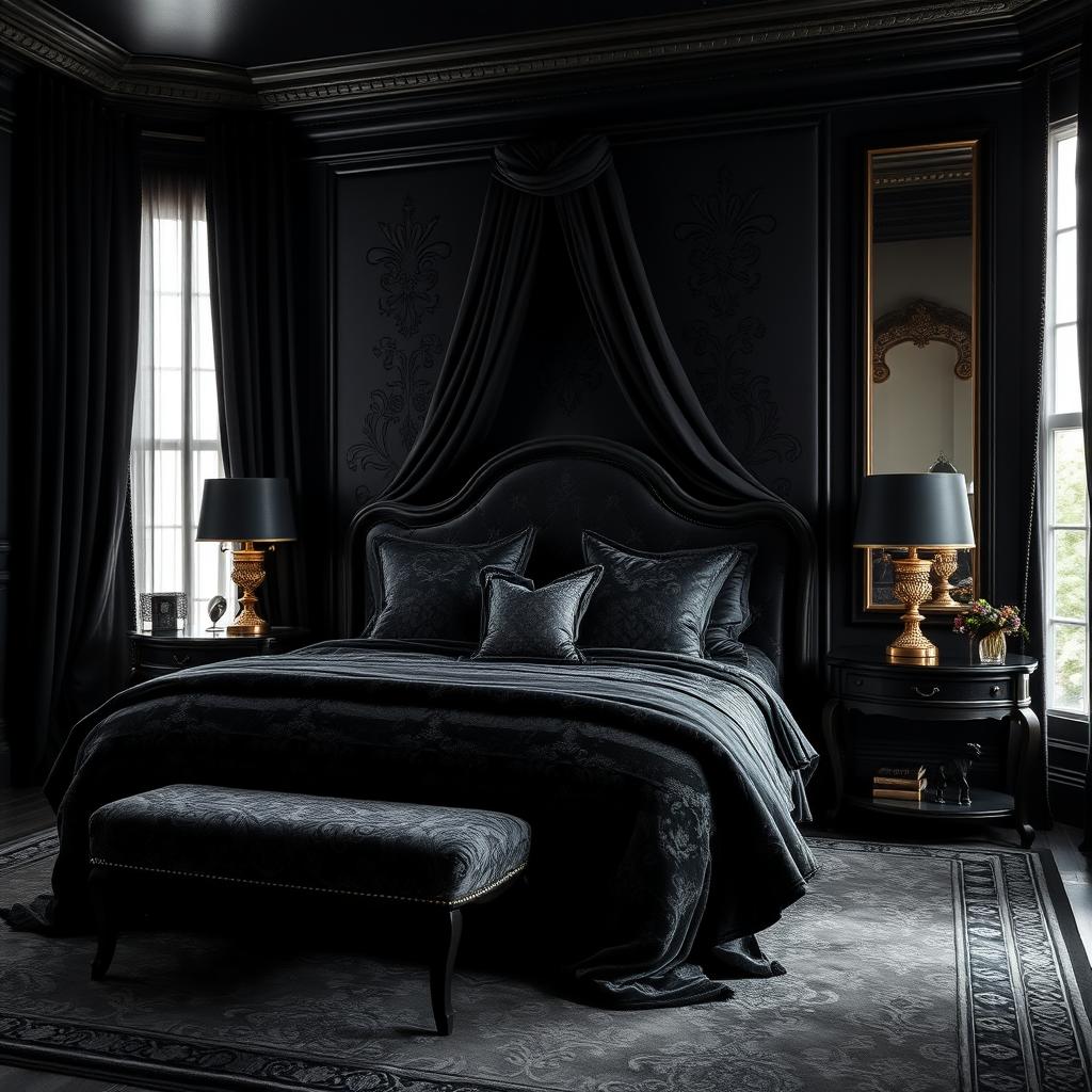Black Bedroom Textures and Patterns