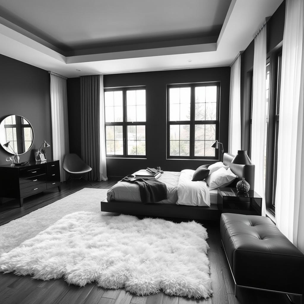 Black Bedroom White Contrast Design