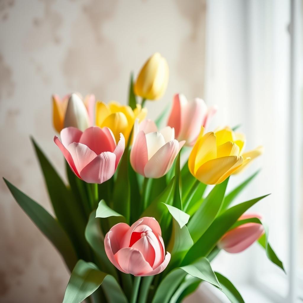 Watercolor Paper Tulips Arrangement