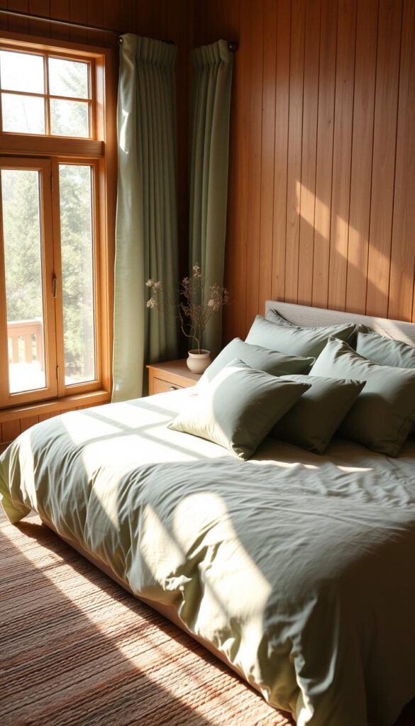 cozy bed green decor