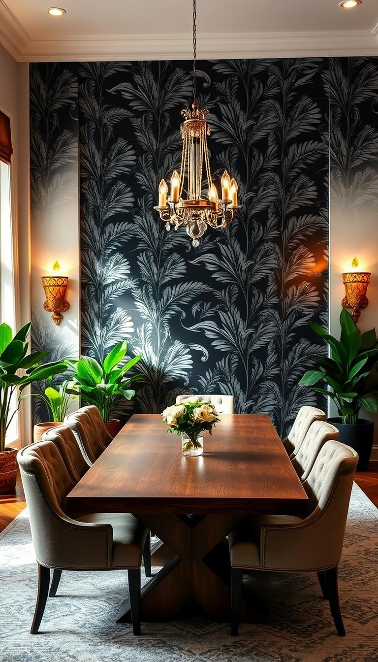 dining room decor with wallpaper
