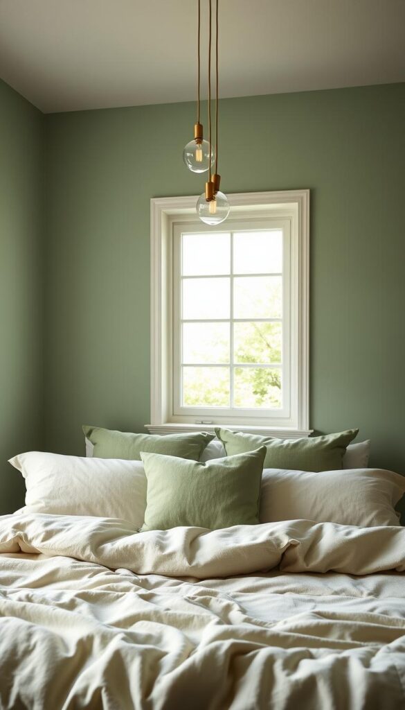 sage green bedroom walls aesthetic