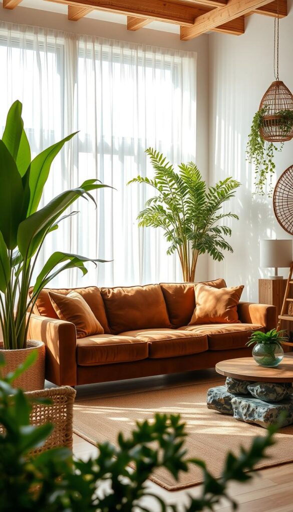 brown couch living room