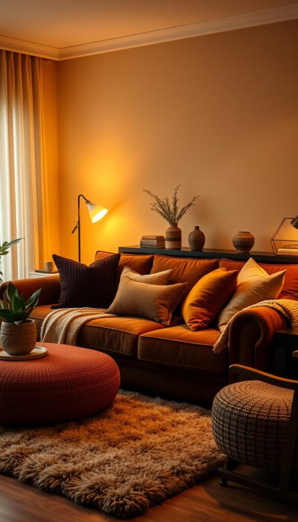 brown sofa living room decor