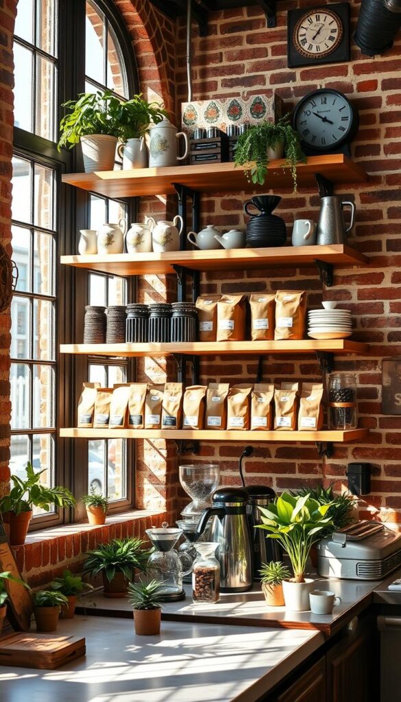 coffee station open shelving