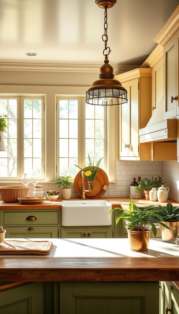 cottagecore kitchen cabinets color palette