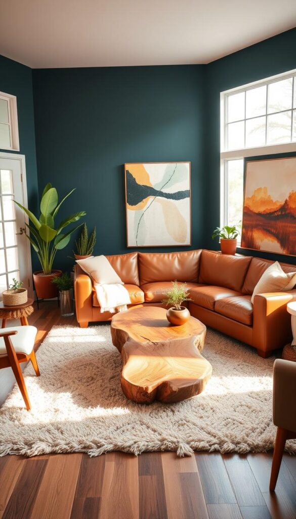 navy teal living room