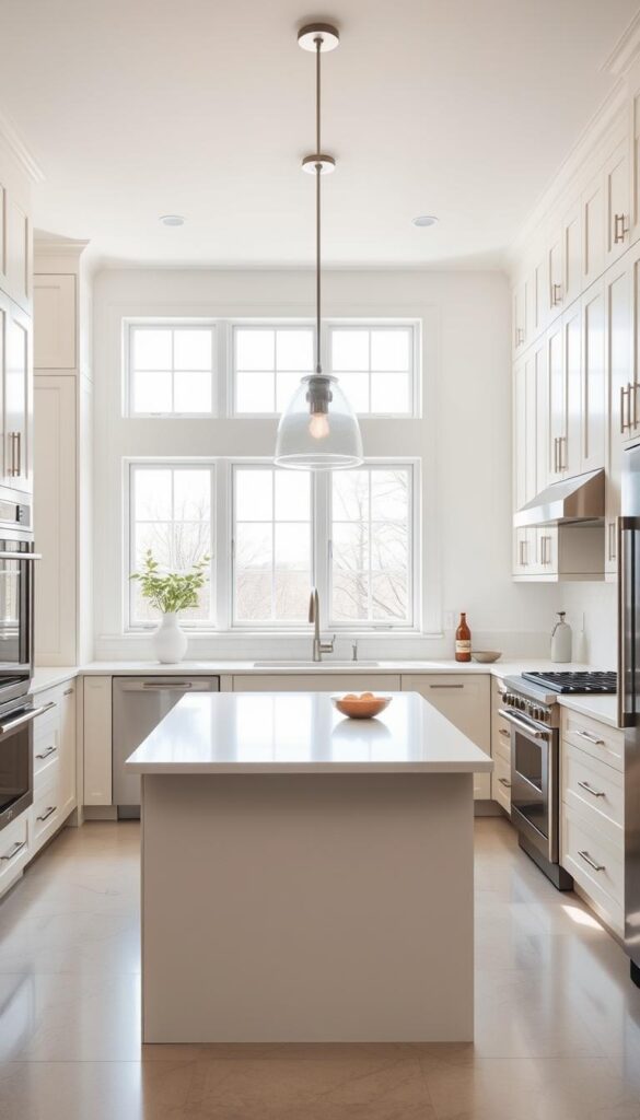 off white kitchen cabinets in a modern kitchen
