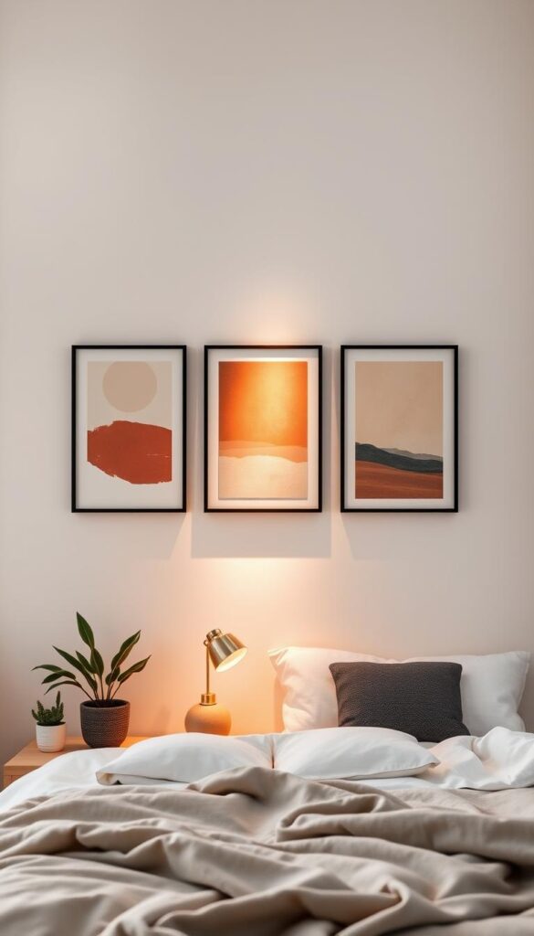 small bedroom decor ideas wall art arrangement