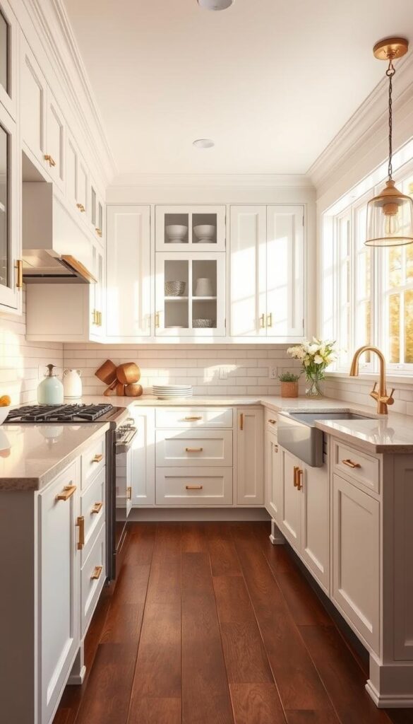 timeless kitchen with modern crown molding details