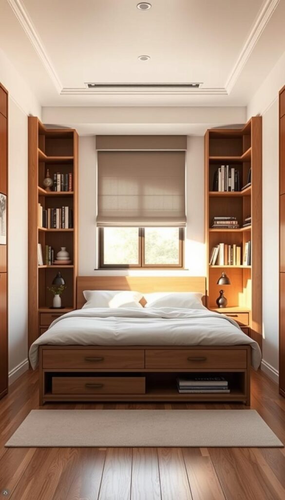 tiny bedroom ideas with vertical storage