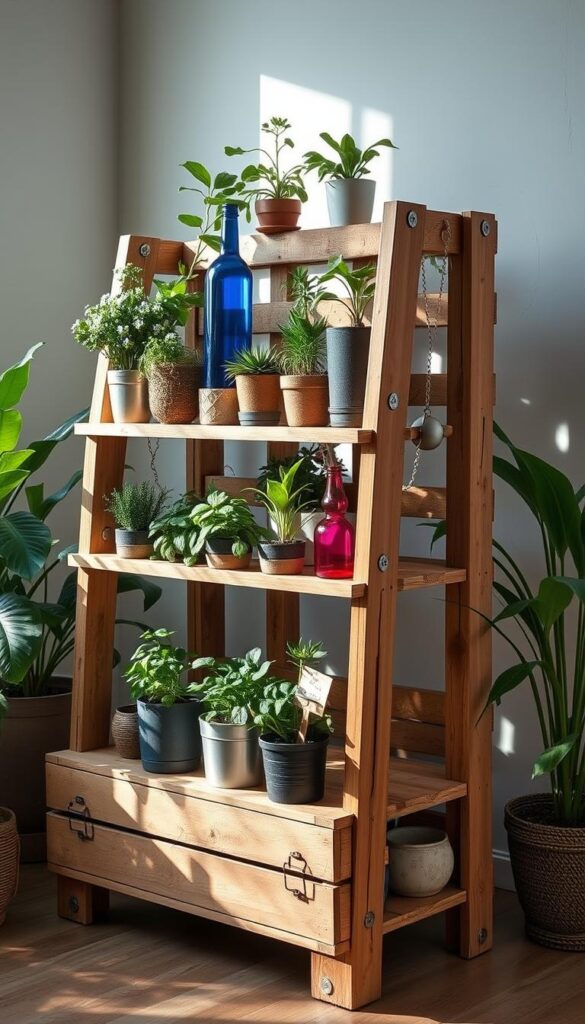 Creative thrifty DIY plant stand ideas using recycled materials