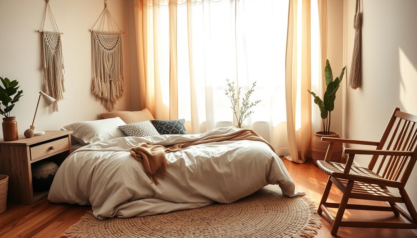 boho design bedroom on a budget
