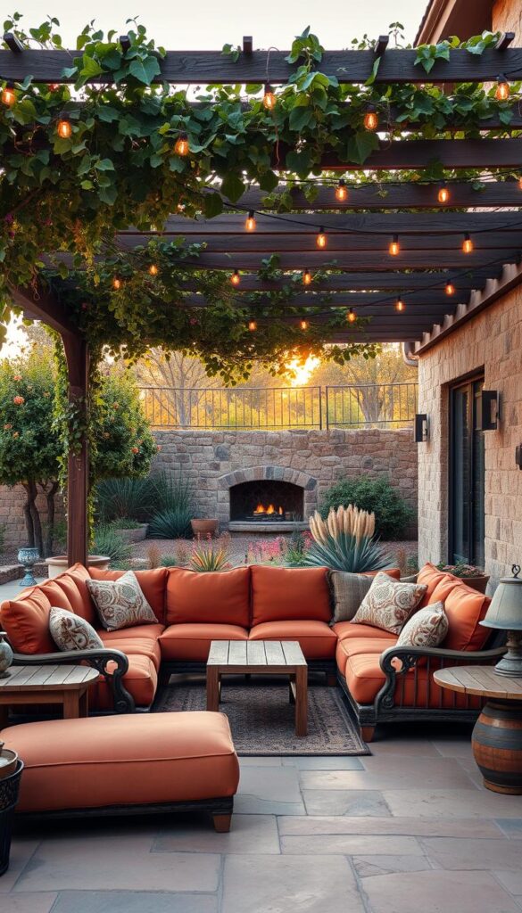 back patio ideas with earthy tones