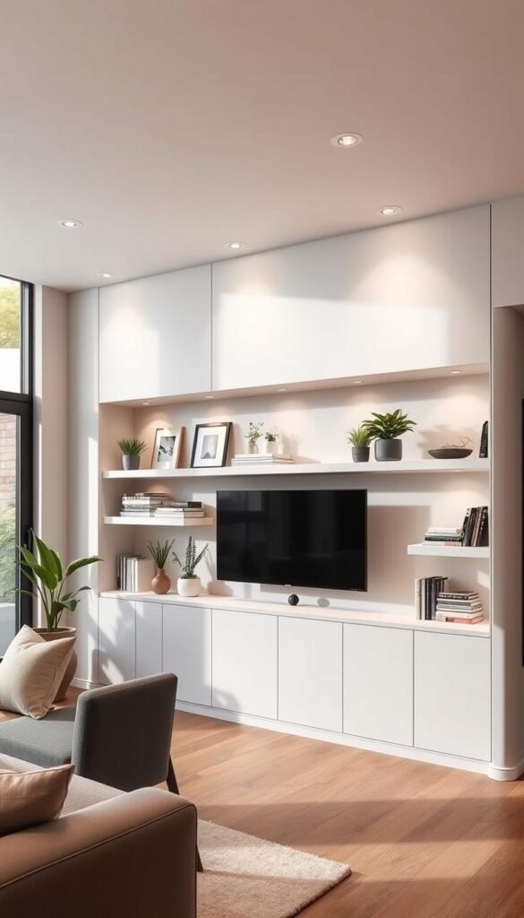 built-in shelving for modern living rooms