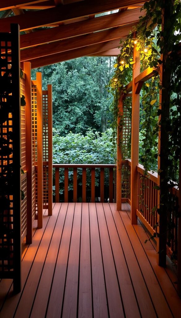 low deck designs with screens and trellises