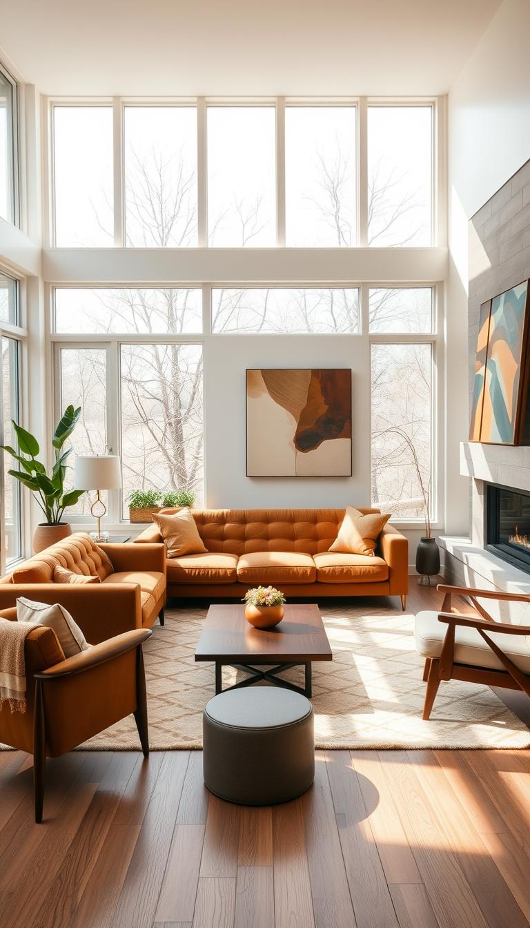 mid-century modern living room design