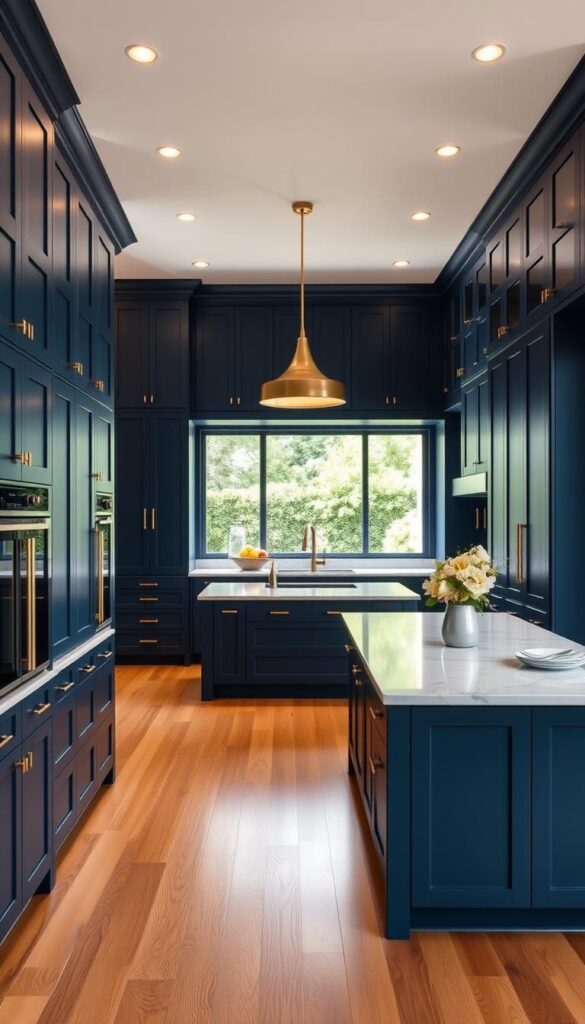 navy blue kitchen cabinets