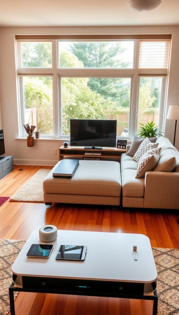 smart tech in modern living room
